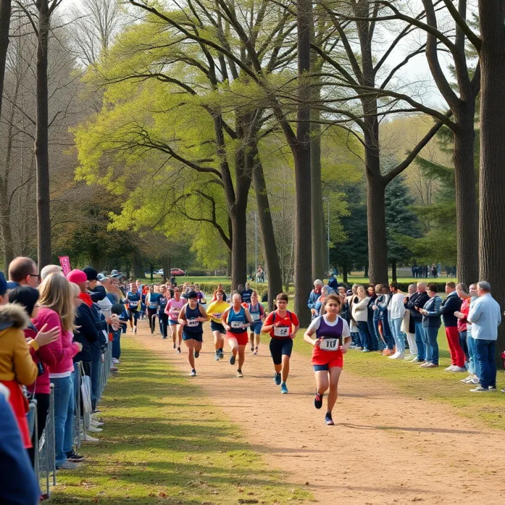Runners competing in a cross country race at Elinor Klapp-Phipps Park