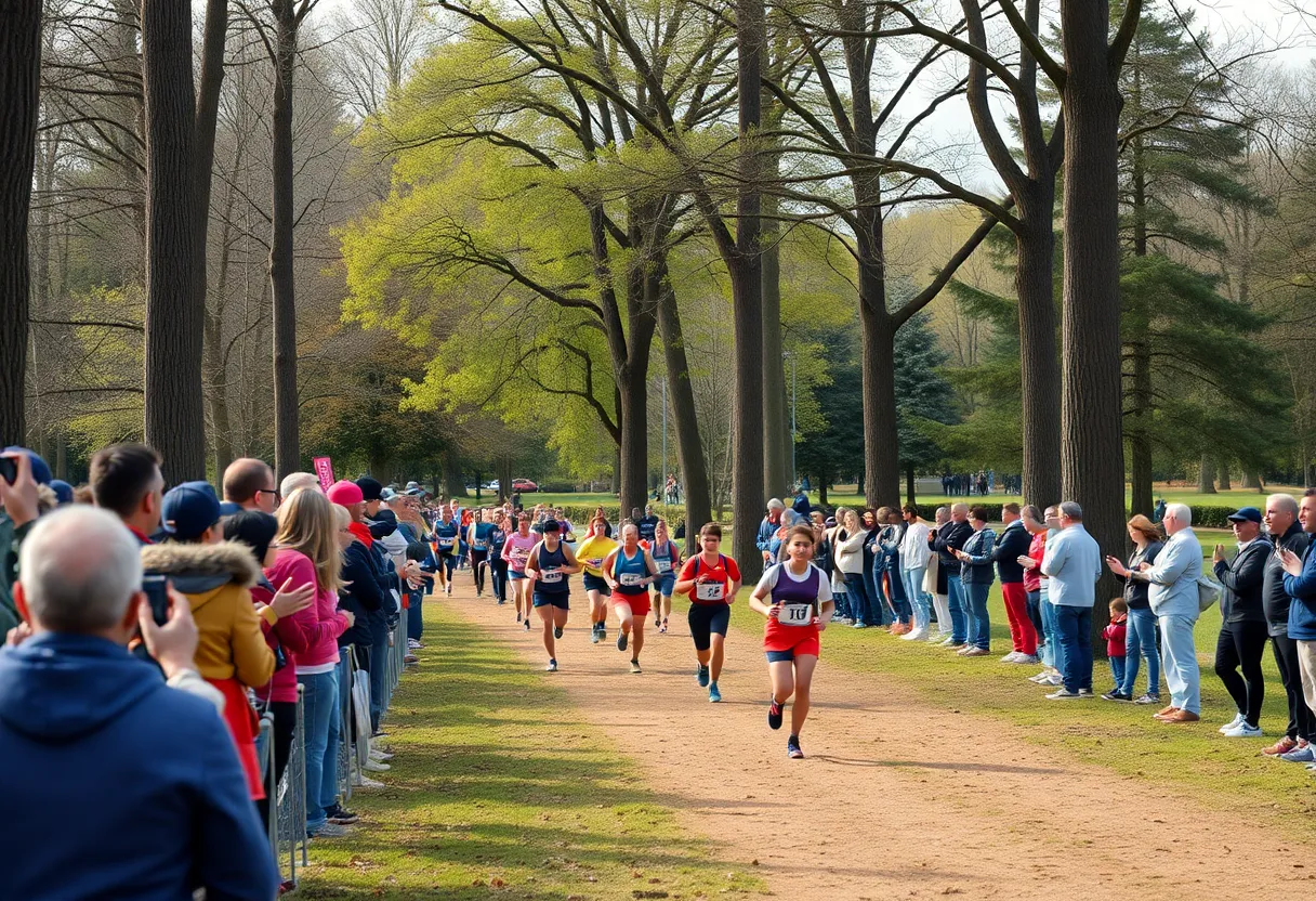 Runners competing in a cross country race at Elinor Klapp-Phipps Park