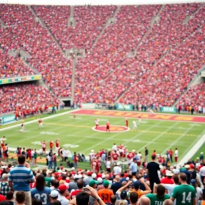 Fans in a stadium cheering for Florida State Seminoles during a football game