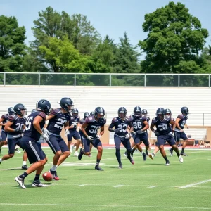 Florida State University football players practicing on the field