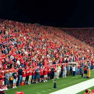 Fans cheering at a Florida State football game