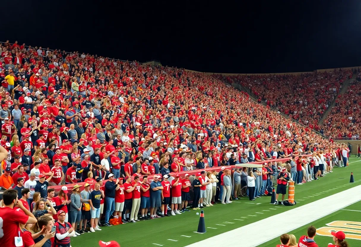 Fans cheering at a Florida State football game