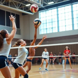 Players participating in a volleyball scrimmage at Florida State University