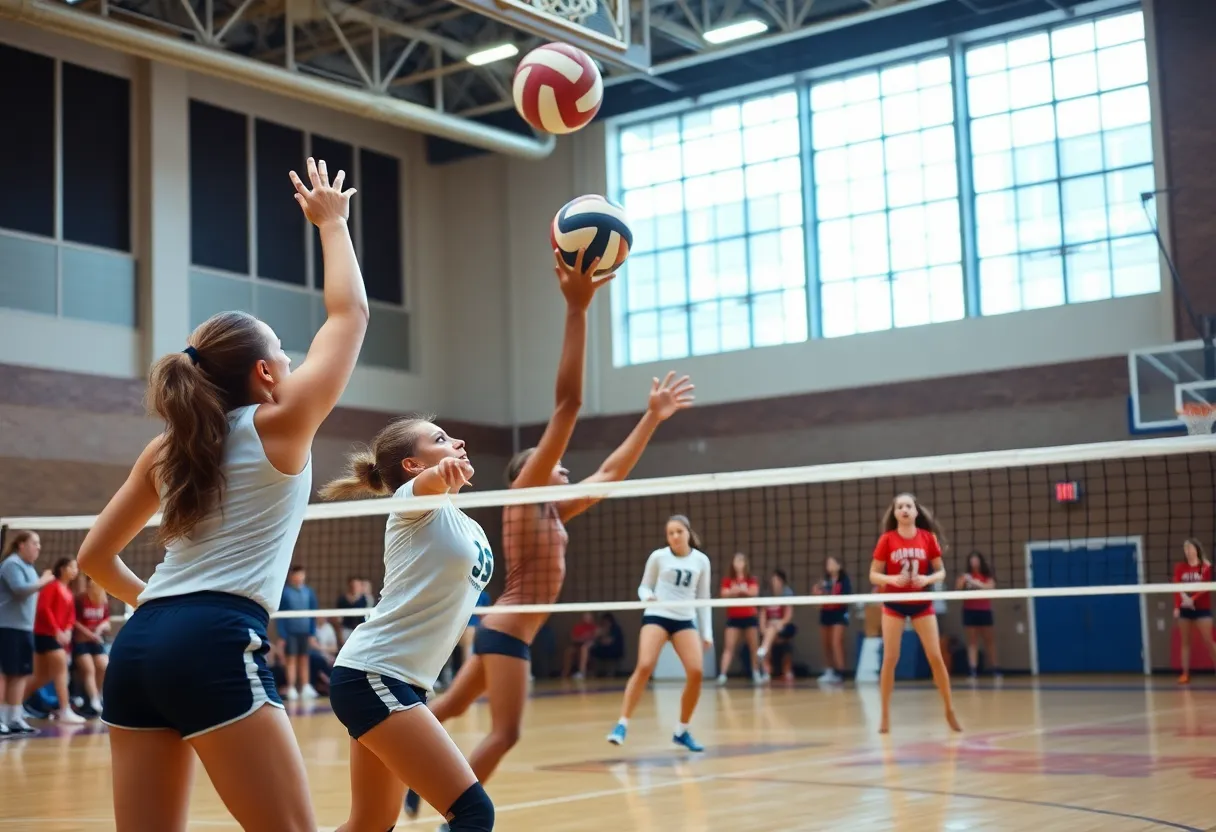 Players participating in a volleyball scrimmage at Florida State University