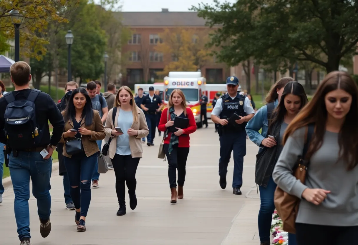 Memorial flowers on FSU campus after a shooting incident