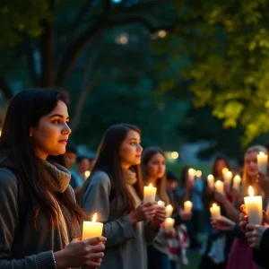 Students holding candles in a vigil for victims of FSU shooting