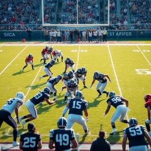 Florida State University football team executing a defensive play