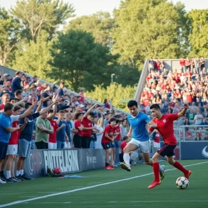 Florida State soccer players celebrating a goal during the season opener