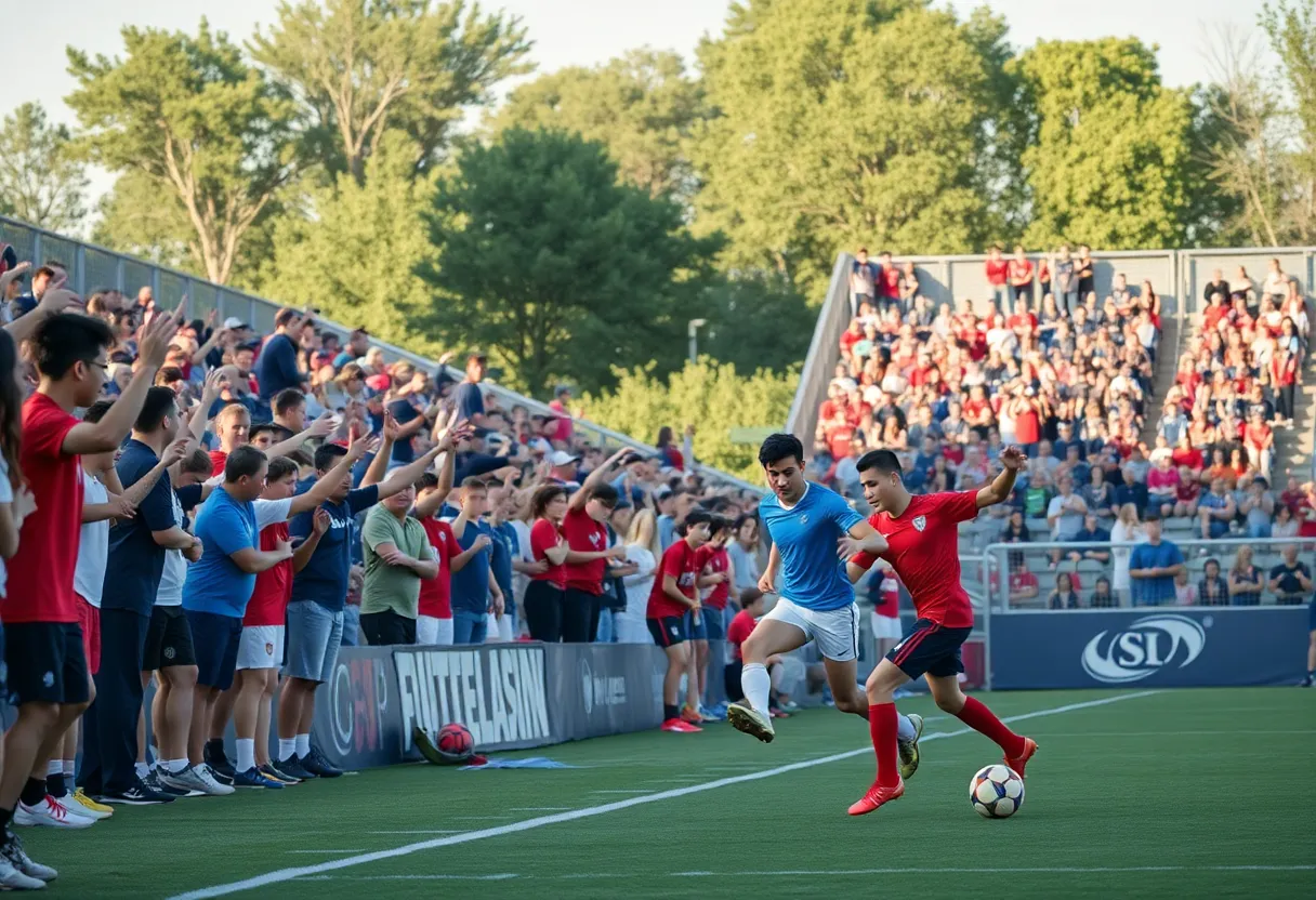 Florida State soccer players celebrating a goal during the season opener
