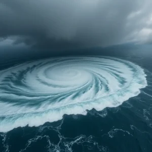 Hurricane Erin Over the Ocean