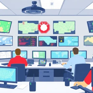 Modern emergency response center with advanced technology