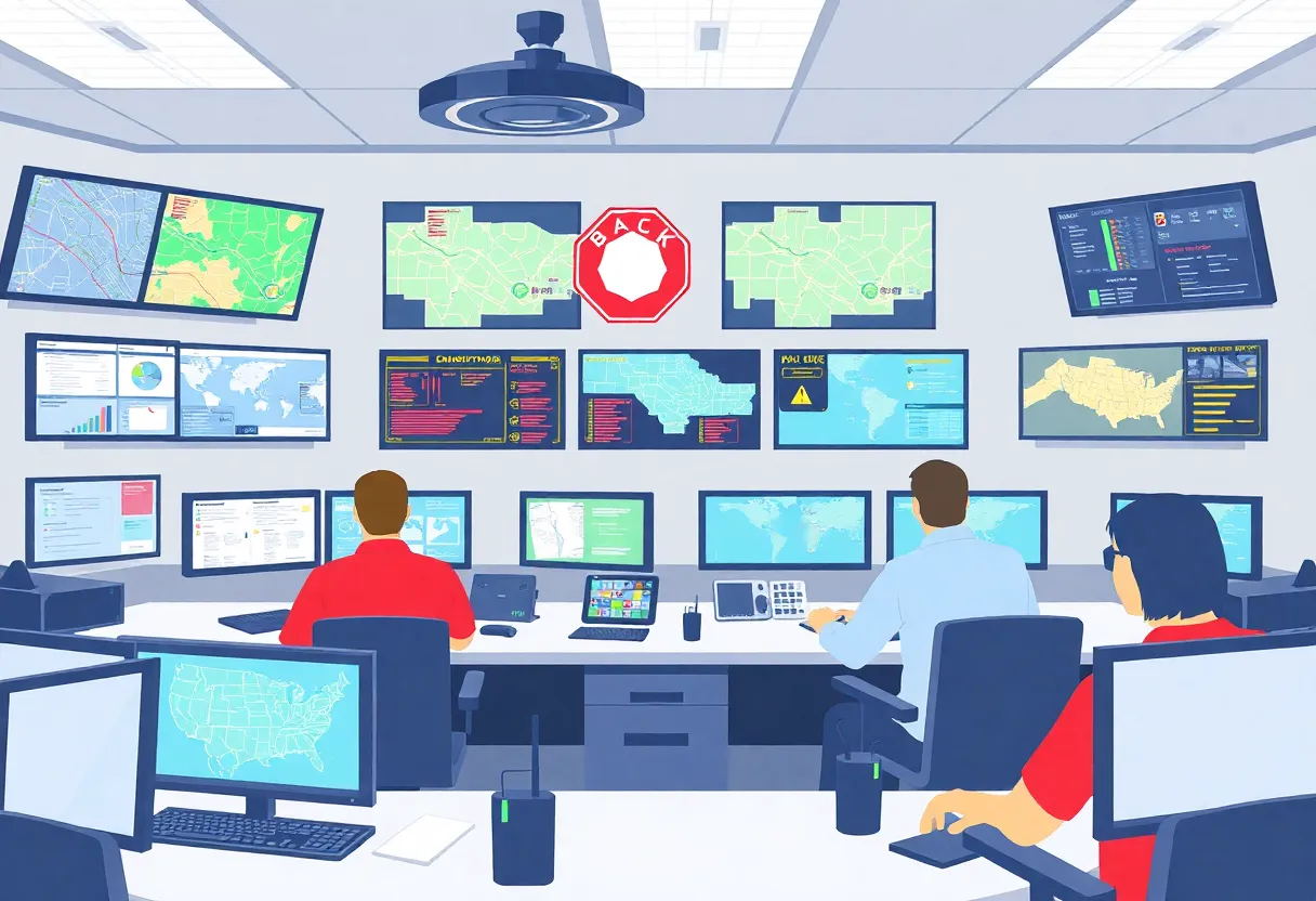 Modern emergency response center with advanced technology