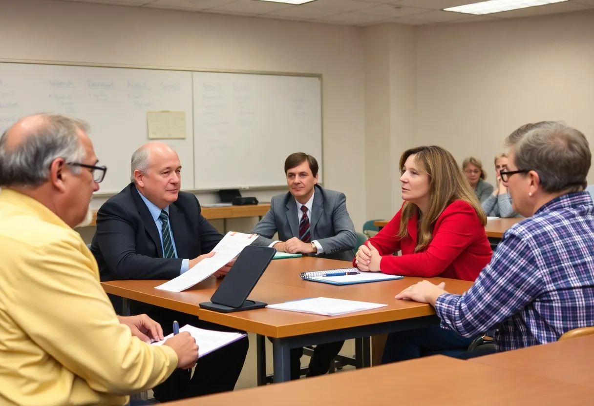 Members of the Leon County School Board at a budget meeting