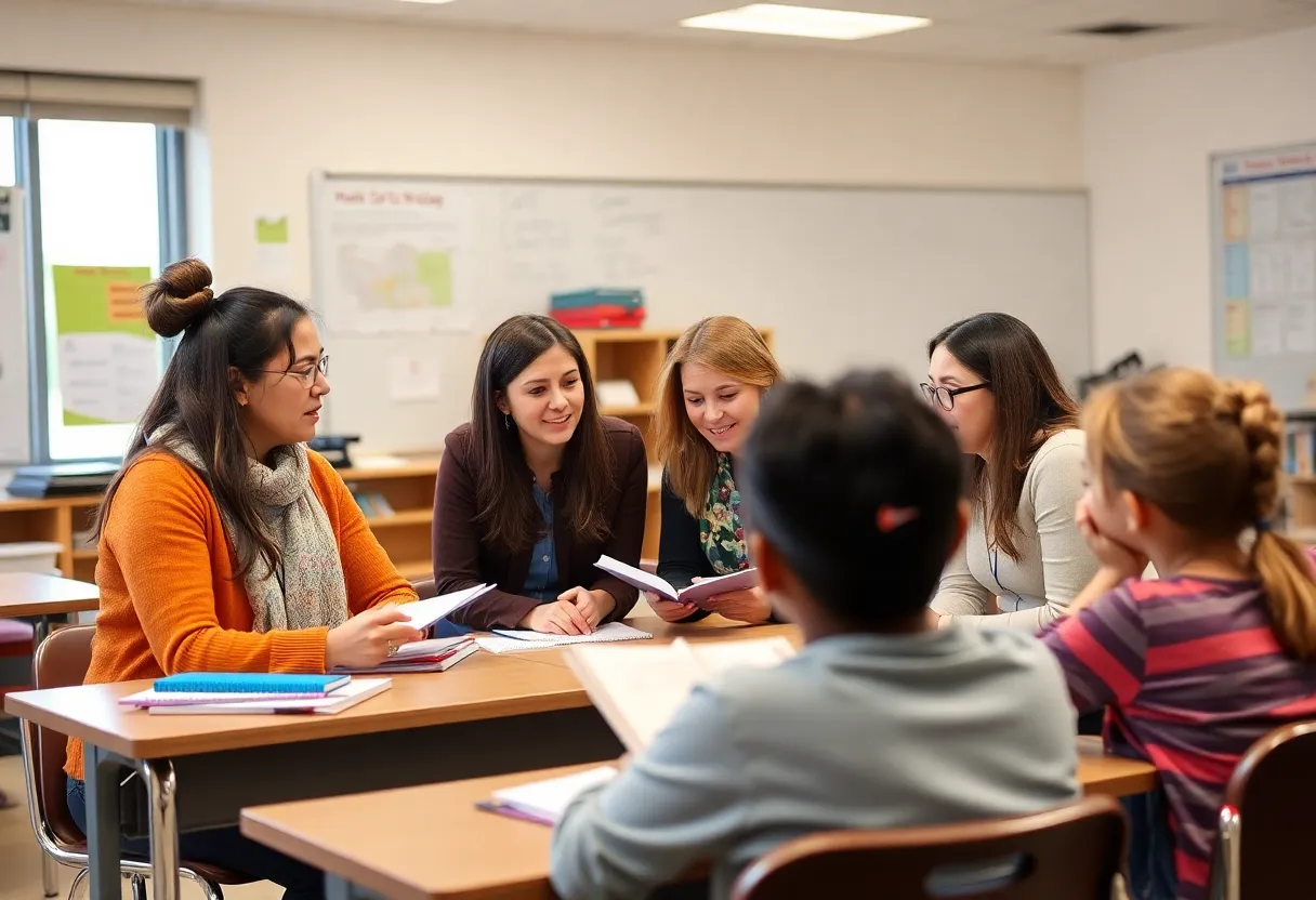 Teachers participating in reading training session
