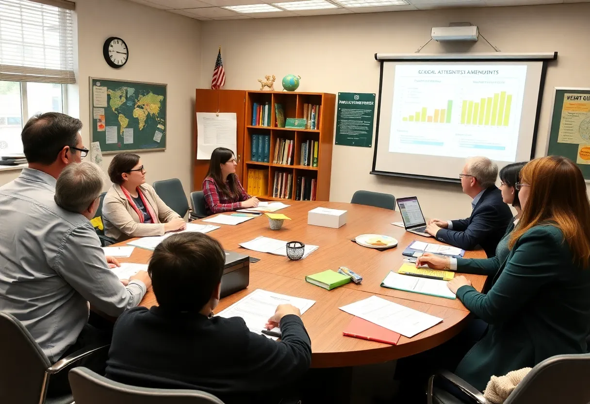 School board members discussing policy amendments