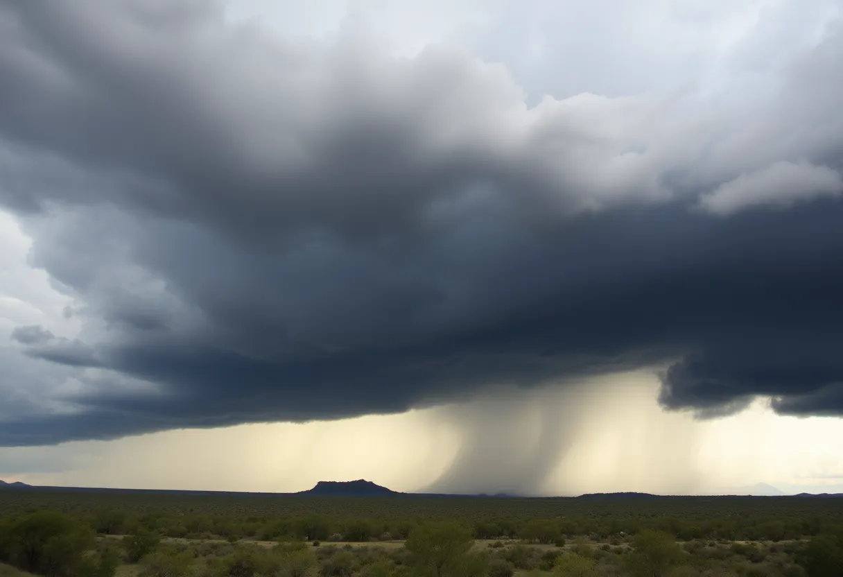 Cloudy and stormy sky over the Big Bend region