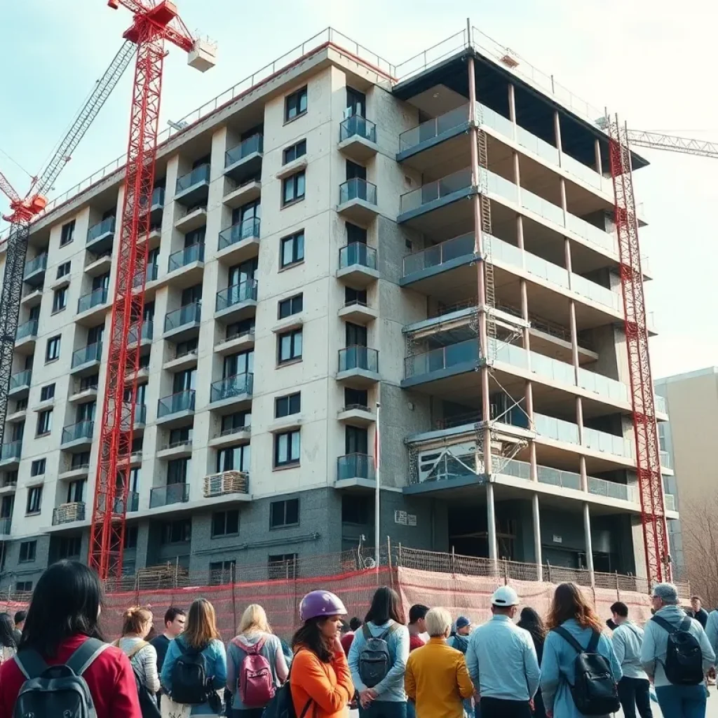 Construction site of a new student housing complex in Collegetown, Tallahassee.
