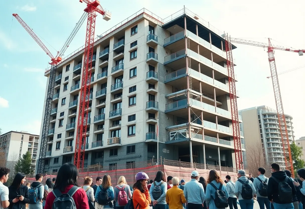 Construction site of a new student housing complex in Collegetown, Tallahassee.