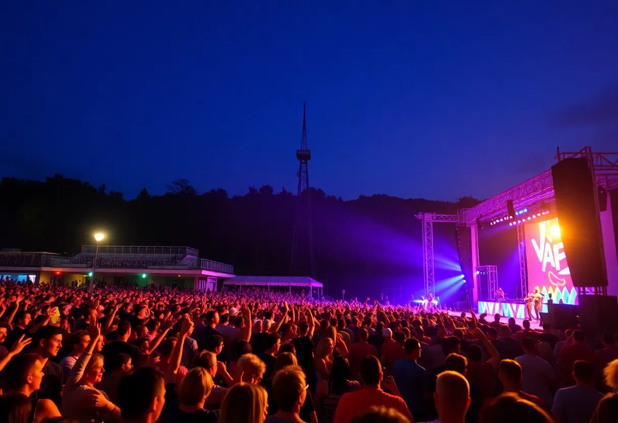 Crowd enjoying a concert at the Adderley Amphitheater in Tallahassee