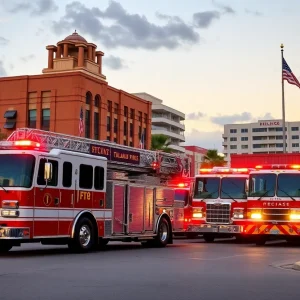 Firefighters and emergency vehicles in Tallahassee