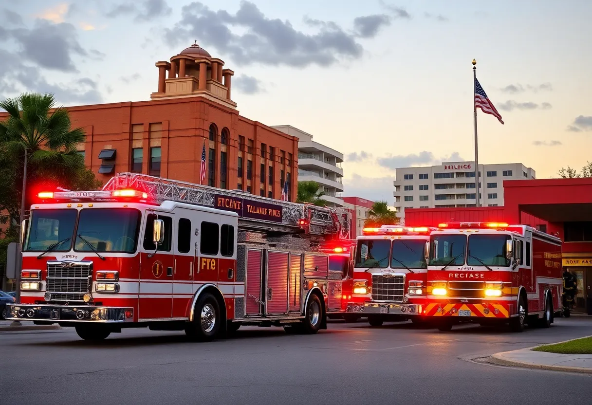 Firefighters and emergency vehicles in Tallahassee