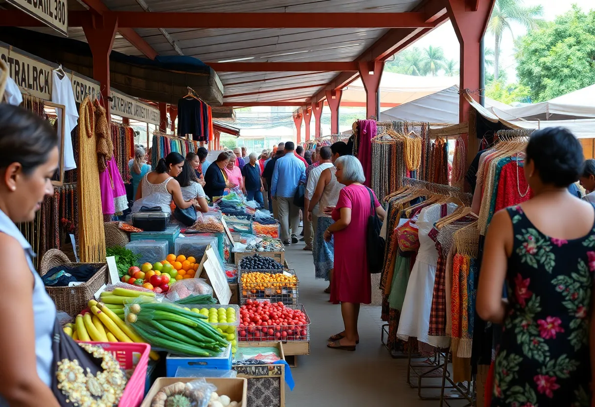 Vendors at the Tallahassee flea market showcasing their products.