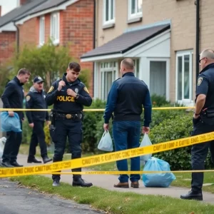 Police officers investigating a residential area in Tallahassee