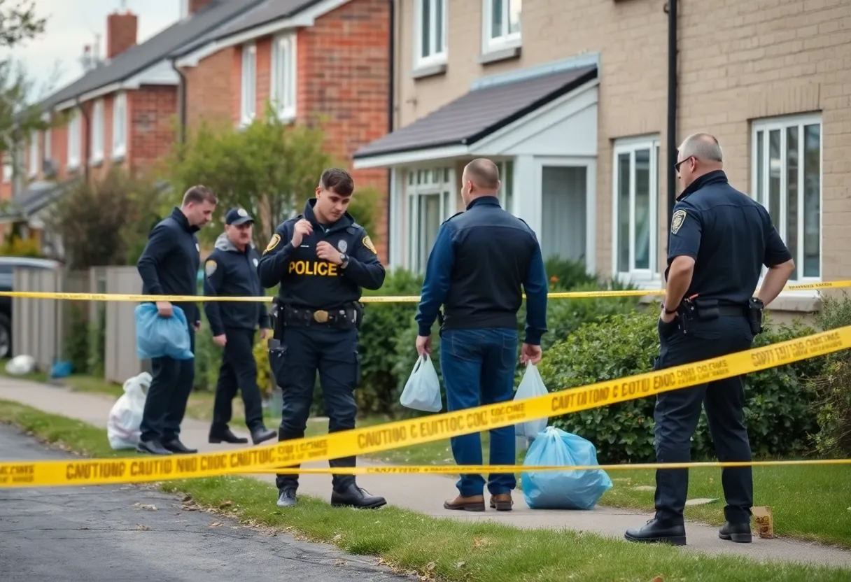 Police officers investigating a residential area in Tallahassee