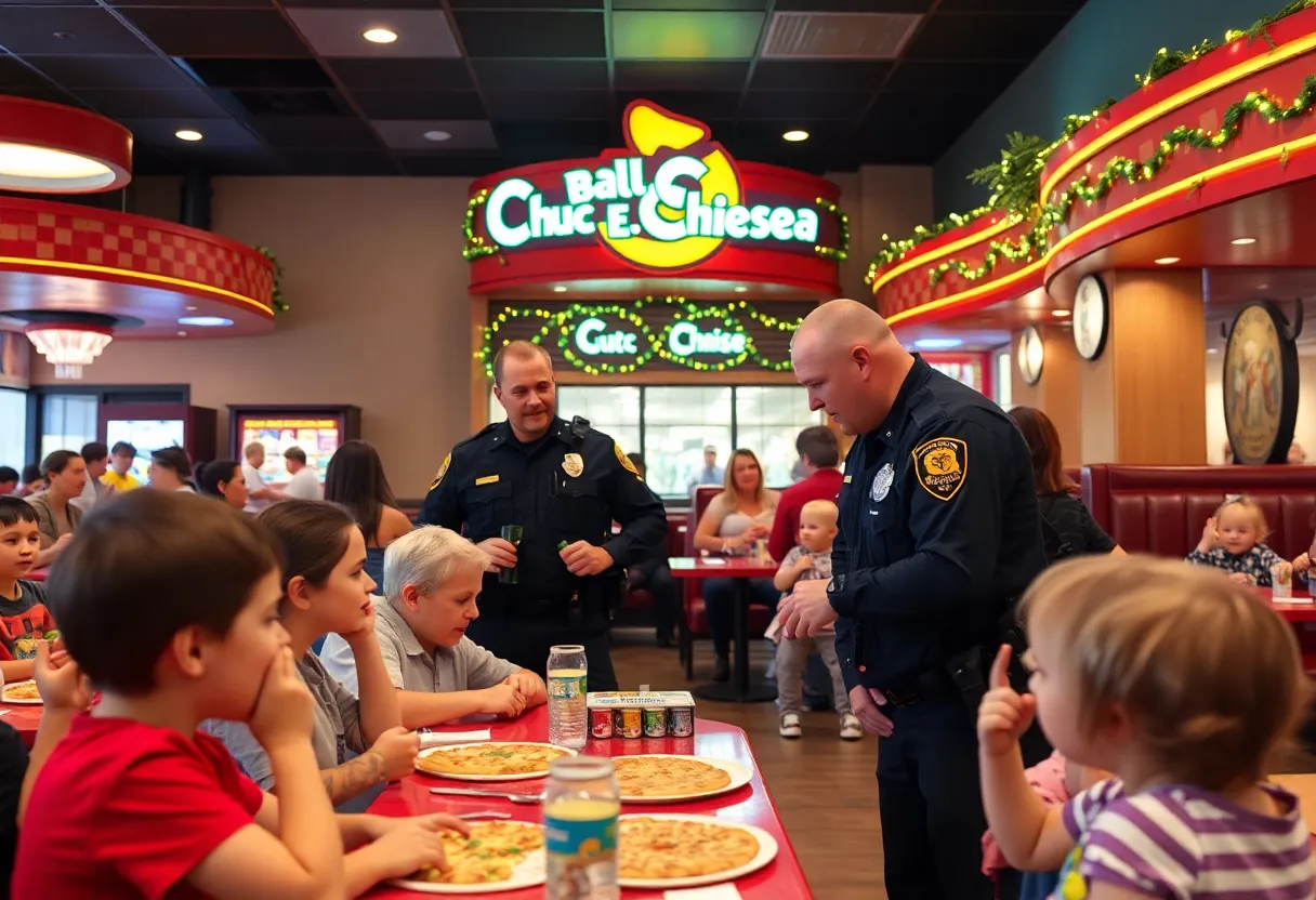Tallahassee Police engaging with families at Chuck E. Cheese.