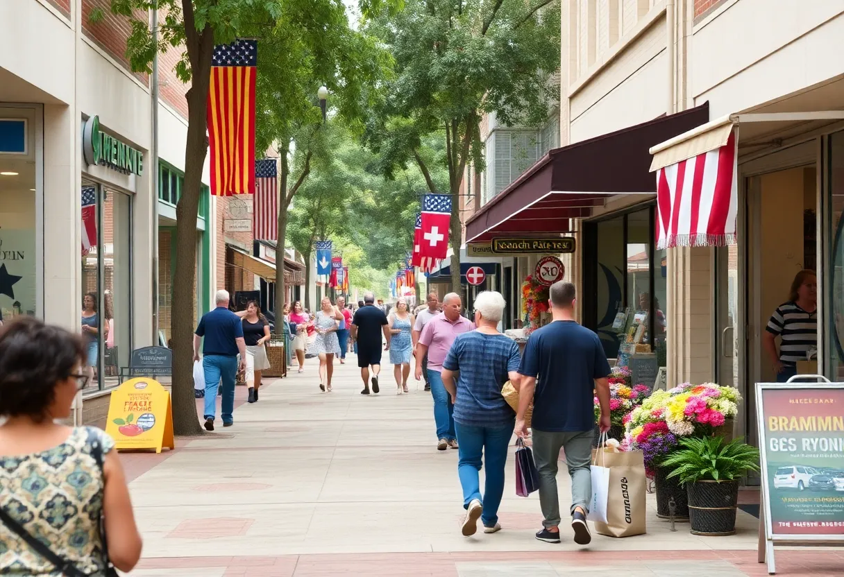 A vibrant shopping scene in Tallahassee, illustrating consumer activities.