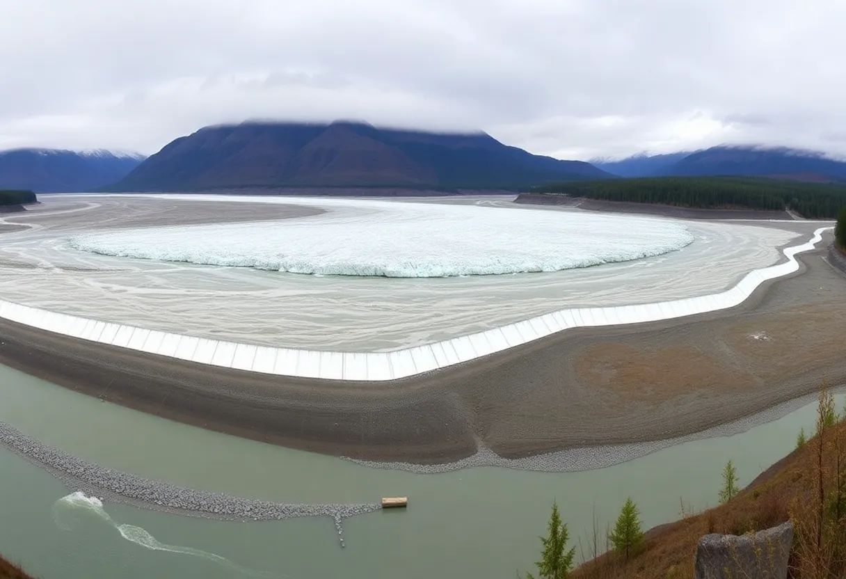 Temporary Levee Protecting Juneau from Flooding