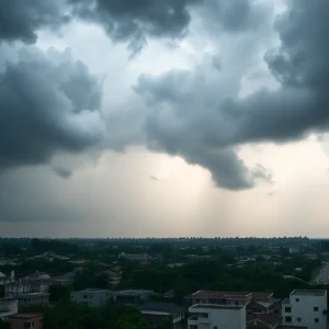 Dramatic clouds and stormy weather over a cityscape in Tallahassee