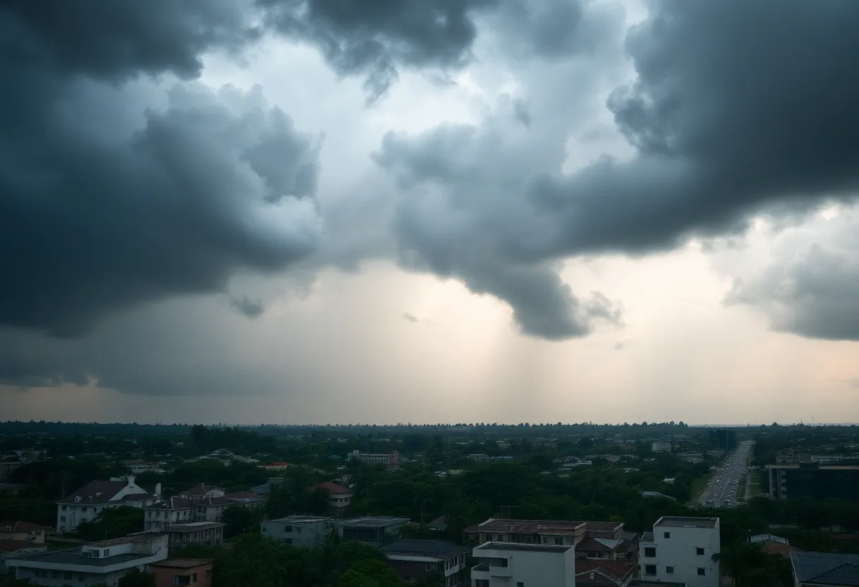 Dramatic clouds and stormy weather over a cityscape in Tallahassee