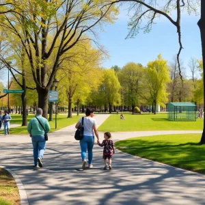 Families enjoying a sunny day at Cascades Park