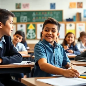 Students participating in classroom activities in a diverse learning environment.