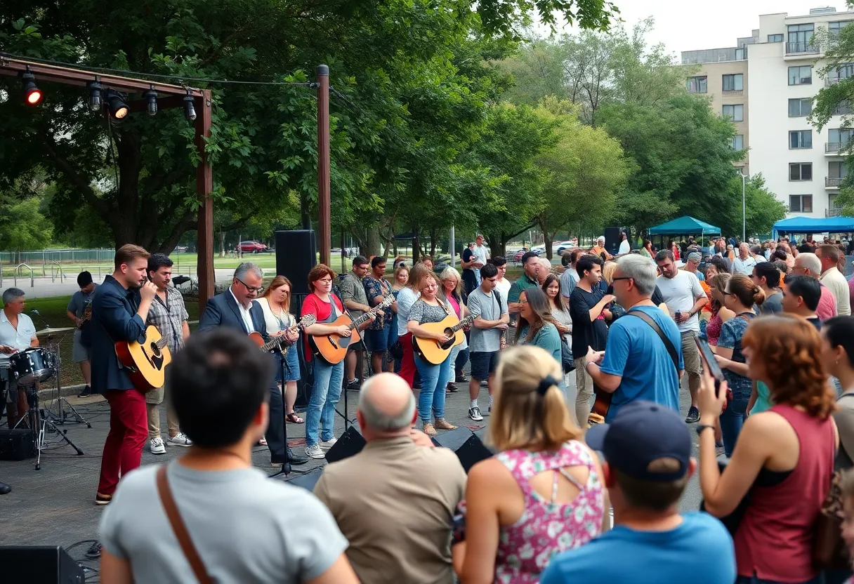 Community enjoying a live music event outdoors