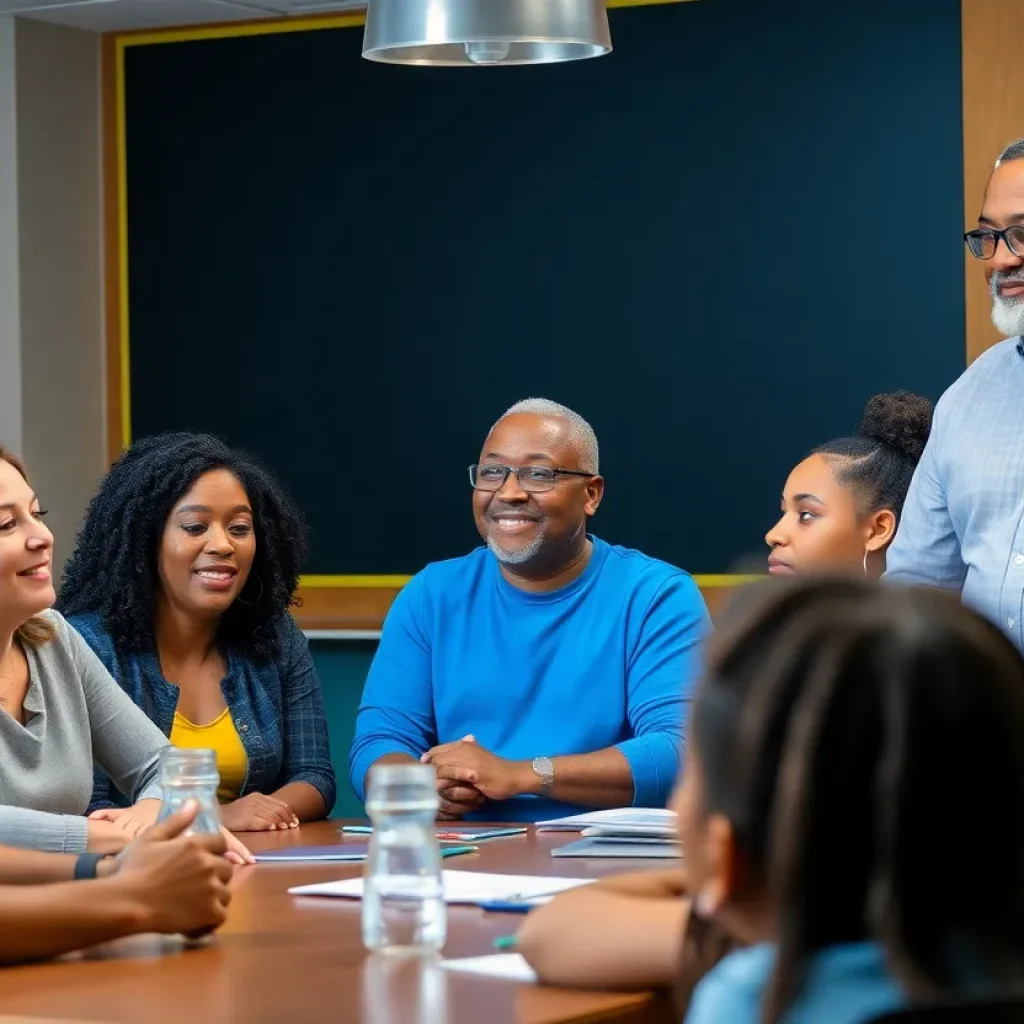 Community members discussing afterschool programs funding