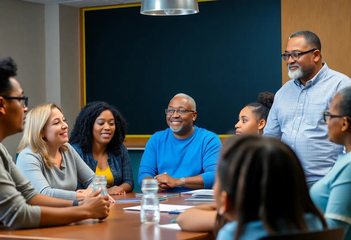 Community members discussing afterschool programs funding