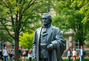 Bronze statue in front of Lee Hall at FAMU campus.