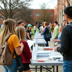 Students at Florida A&M University participating in voter registration activities.