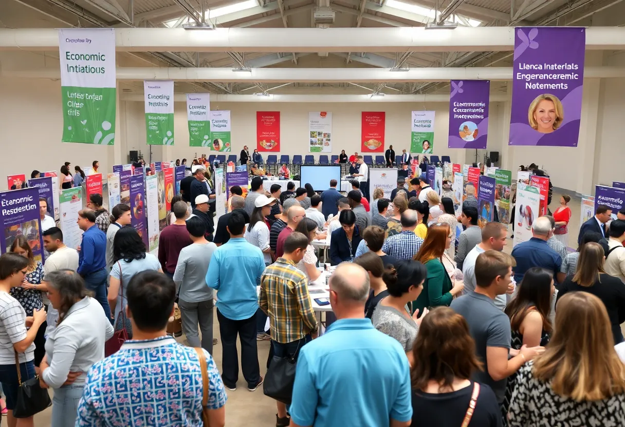 Community members at the Fast Forward Tallahassee event engaging with local projects.