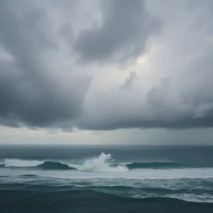 Stormy Florida Coastline During Tropical Storm Gabrielle