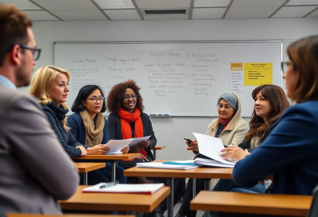 Educators discussing social media conduct in Florida