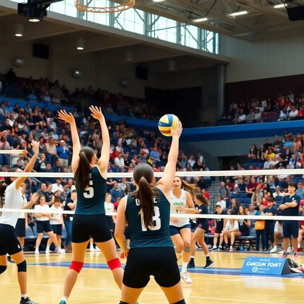 Florida High girls volleyball team in action during a match against Maclay Marauders