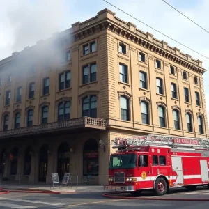 Fire trucks responding to a power outage at Florida Historic Capitol