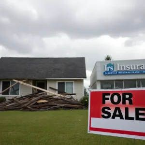 Hurricane Damaged Home with Insurance Office