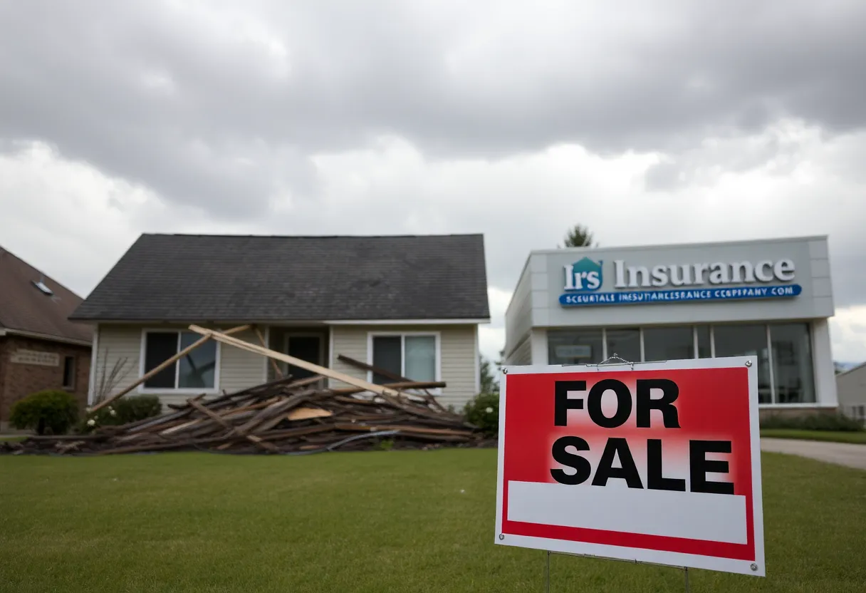 Hurricane Damaged Home with Insurance Office