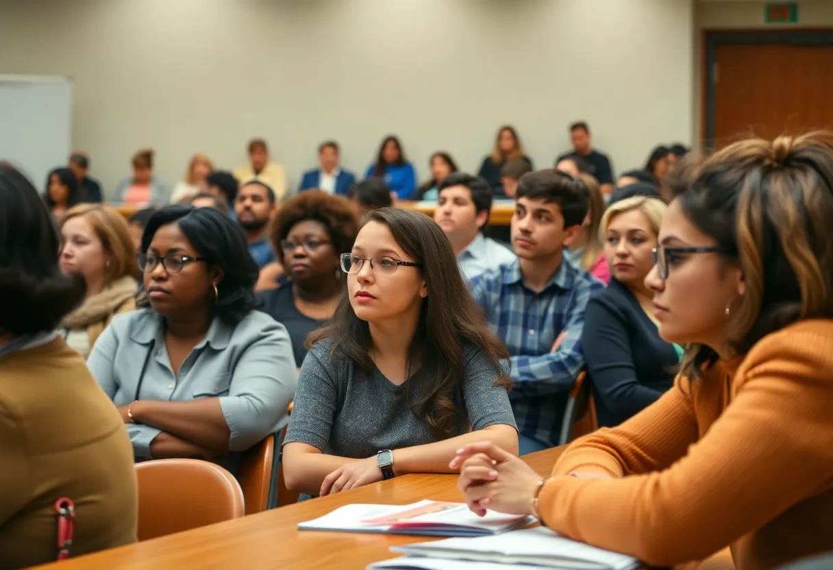 Community members engaging in a school budget meeting