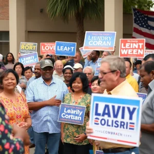 Community members at a political rally in Leon County