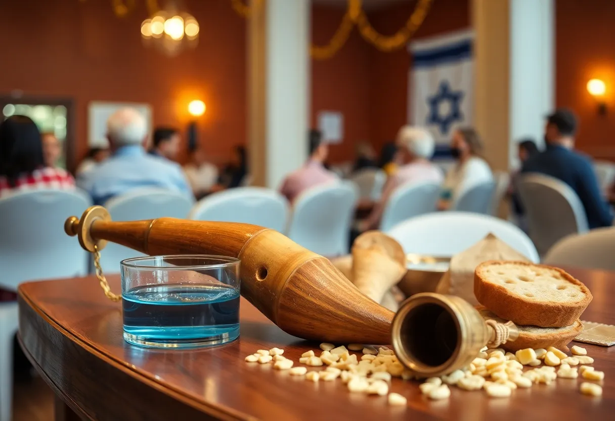 Community gathering celebrating Rosh Hashanah at Chabad.